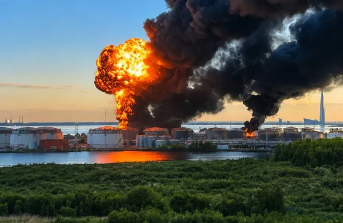 Пожежа на нафтовому терміналі під Петербургом після удару Сил ЗСУ